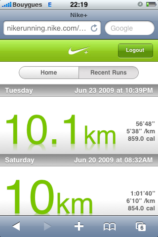 Nike Running Mobile - Recent Runs Nike Running Mobile - Recent Runs