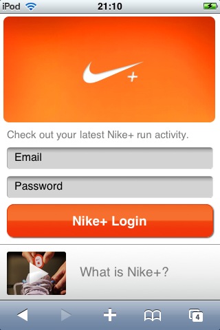 Nike Running Mobile - Page de login Nike Running Mobile - Page de login